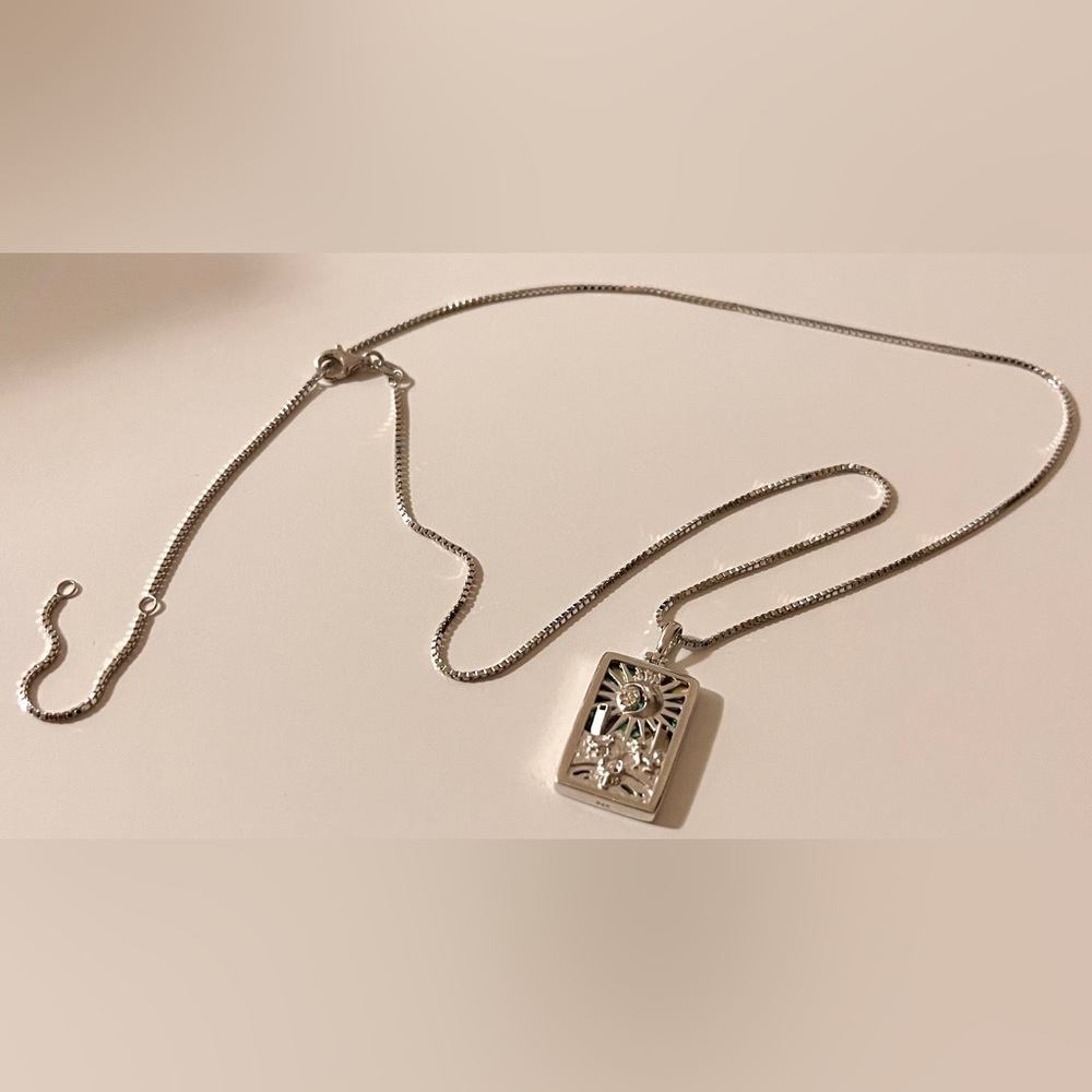 Awe Inspired Tarot Moon Reversible Pendant 925 Sterling Silver Turquoise Topaz